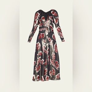 Tanya Taylor Women’s Shimmer Floral Midi Dress Size 4